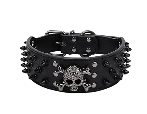 OCSOSO - collar de perro ajustable, de piel sintética, con pinchos, estilo Metal Punk, para Perros pequeños o medianos, 5.10 cm de ancho