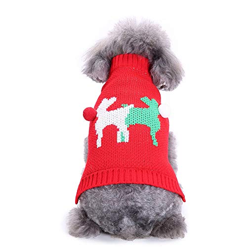 Oncpcare Chrismas Ropa para Mascotas Precioso Disfraz de Perro Brillante Ropa para Perro Lindo suéter para Cachorro a Rayas Milu Ciervos para Perros pequeños o Gatos