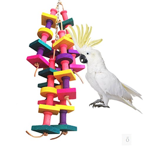 Pájaro de madera natural, juguete masticable para loro, periquito, cacatúas, guacamayo africano gris, Lovebird Cage Chew Toy