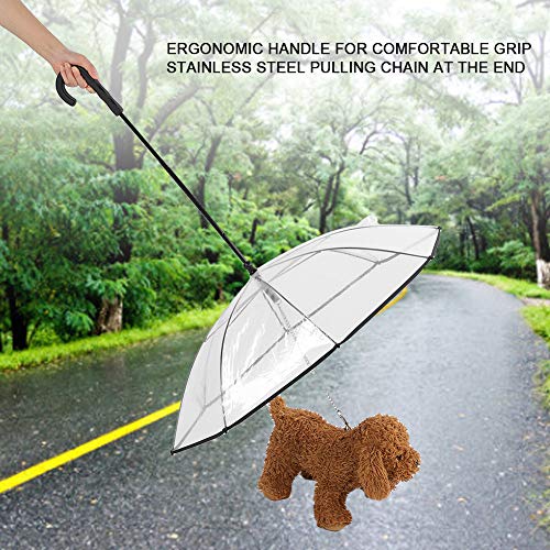 Paraguas portátil Transparente para Mascotas con Correa de tracción, Tipo de ensamblaje Paraguas para Perros y Gatos Perros y Amantes de Las Mascotas(Transparente)