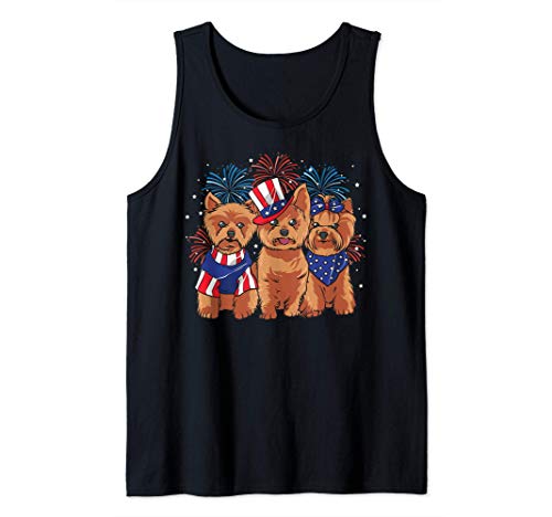 Patriotic Yorkie Terrier Yorkshire USA Puppy Camiseta sin Mangas