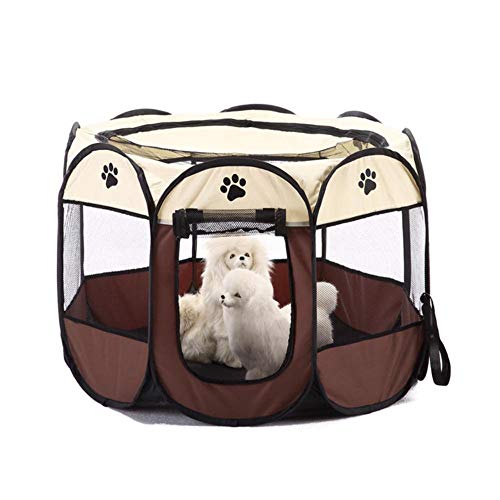 PENVEAT 2019 Tienda de Mascotas corralito portátil Perro Caja Plegable caseta de Perro Cachorro Pluma Perrera Suave Nueva Jaula de Gato, café, M