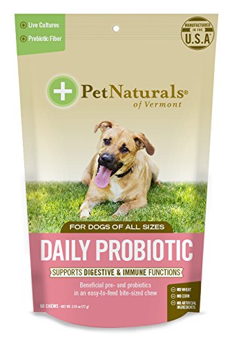 Pet Mascota del Natural de Vermont Diario para Perros, para la Salud digestiva Probiótico Suplemento, 60 Bite tamaño Suave – Chucherías