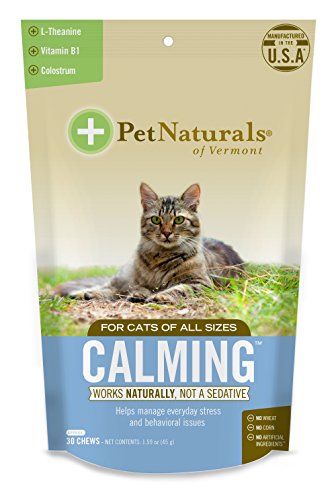 Pet Naturals of Vermont – Calmante para Gatos, suplemento de Apoyo para el Comportamiento, 30 masticadores de tamaño mordido
