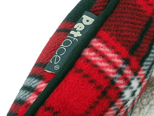 Petface - Cama Ovalada para Perro, diseño de Cuadros Escoceses, Color Rojo