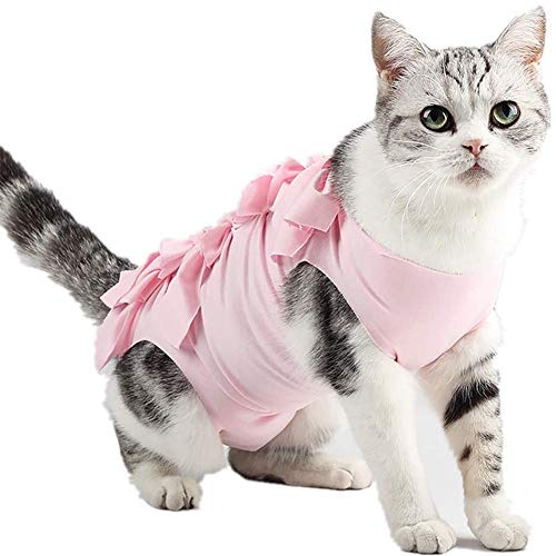 Pijamas para Perros Pequeños Ropa para Gatos Pequeños Camiseta médica para Mascotas pequeña Chaleco para Perro después de la cirugía Pink,S