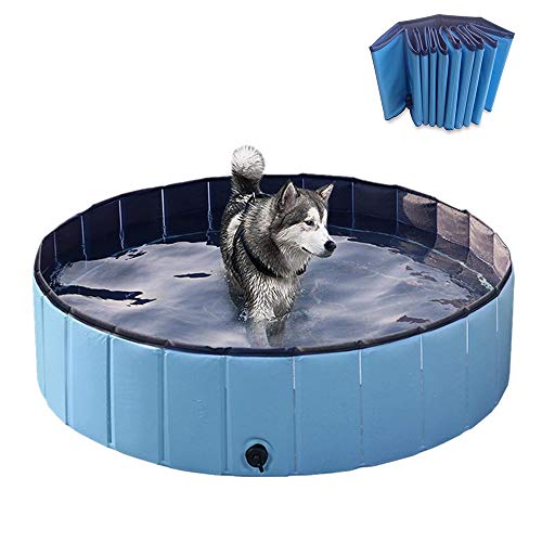 Piscina para Perros Plegable Piscina para Mascotas Bañera de Baño PVC Limpiador Bañera para Perros Bañera para Gatos Bañera,120 * 30CM
