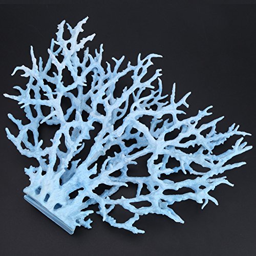Planta de Coral Artificial, Adorno subacuático de decoración de Acuario de plástico Vivo para Acuario(L-Azul)