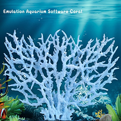 Planta de Coral Artificial, Adorno subacuático de decoración de Acuario de plástico Vivo para Acuario(L-Azul)