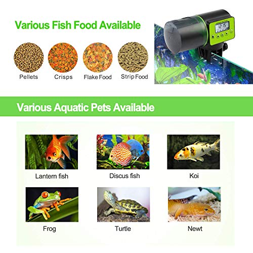 Podazz alimentador automático de peces para acuario, a prueba de humedad temporizador de tanque de acuario dispensador de alimentos para días festivos y fines de semana