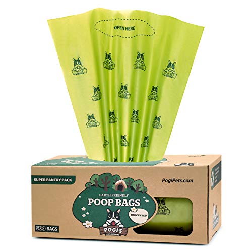 Pogi's Poop Bags - Bolsas para excremento de Perro - 500 Bolsas no perfumados para despensas y Estaciones de residuos al Aire Libre - Grandes, Biodegradables, Herméticas (Rollo Grande Único)