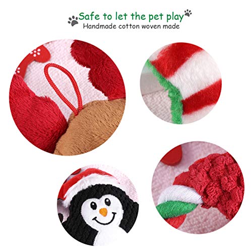POPETPOP 4 Piezas Perro de Juguete de Navidad Juguetes para Perros Juego de Juguete Masticable Chirriante para Mascotas para Cachorros Perros Pequeños/Medianos