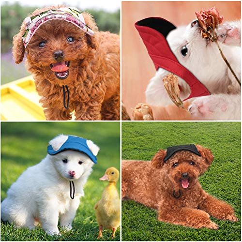 POPETPOP Sombrero para Perro, Gorra de béisbol Ajustable para Perro Mascota con Orificios para Orejas, Gorra para Perro con protección Solar para Perros pequeños, medianos y Grandes (Rojo, S)