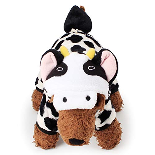 POPETPOP Traje de Mascota Leche Disfraz de Vaca para Perro Gato Ropa Abrigo con Capucha de Invierno para Perros y Gatos - Tamaño S