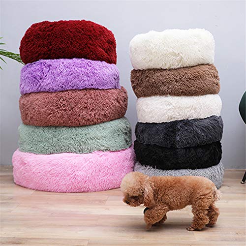 POPOTI Extra Large Dog Beds Sofa,Deluxe Fluffy Washable Round Dog Pillow Cat Cushion Pet Bed for Cat and Dog Snooze Sleeping Kennel (XXL-100cm, Brown)