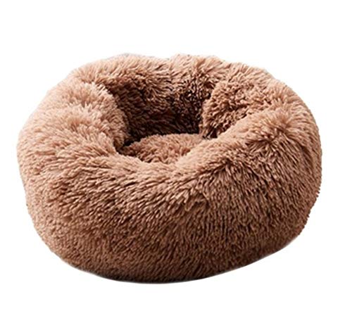 POPOTI Extra Large Dog Beds Sofa,Deluxe Fluffy Washable Round Dog Pillow Cat Cushion Pet Bed for Cat and Dog Snooze Sleeping Kennel (XXL-100cm, Brown)