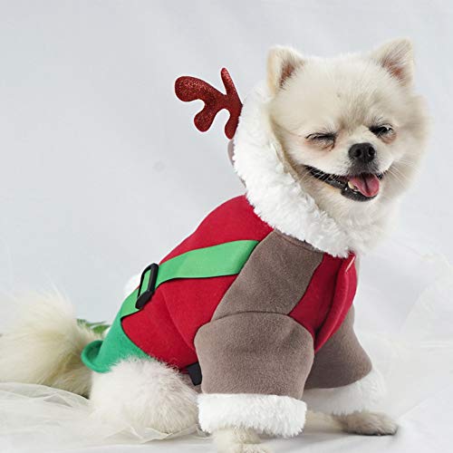 Poseca Sudaderas con Capucha para Perro pequeños suéter de Navidad para Perros Sudaderas con Capucha para Perros suéter Abrigo para Mascotas Cachorros Gatos Trajes de Disfraces de Renos navideños