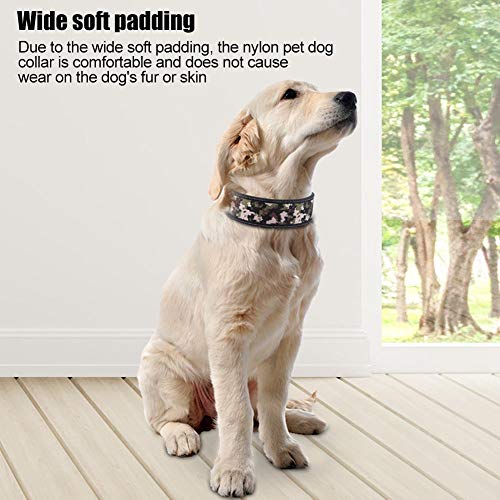 Pssopp Cuello del Animal doméstico de Nylon Ajustable Collar de Perro de la Hebilla Reflectante Collar de adiestramiento de Perros con Relleno Suave para Perros medianos(M-Camuflaje Militar)