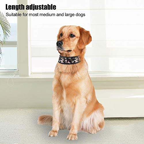 Pssopp Cuello del Animal doméstico de Nylon Ajustable Collar de Perro de la Hebilla Reflectante Collar de adiestramiento de Perros con Relleno Suave para Perros medianos(M-Camuflaje Militar)