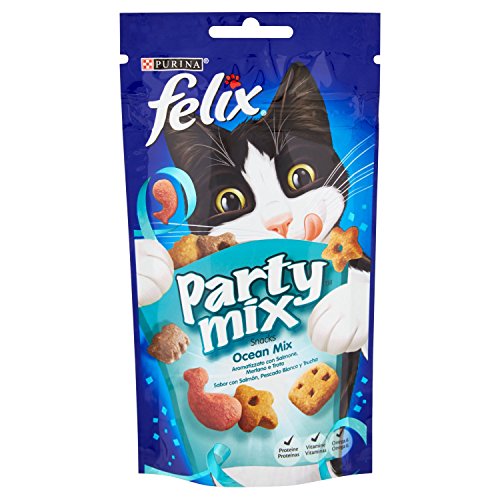 Purina Felix Party Mix Oceano Snacks, golosinas y chuches para gato 8 x 60 g