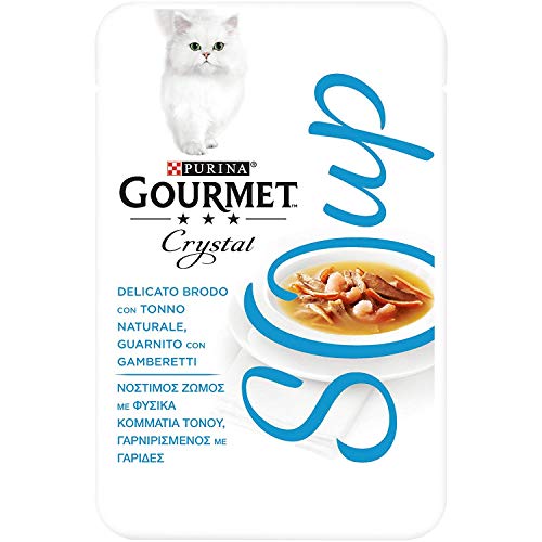 Purina Gourmet Crystal Soup Gato Delicado Bordado, 32 Sobres de 40 g Cada una, Paquete de 32 x 40 g
