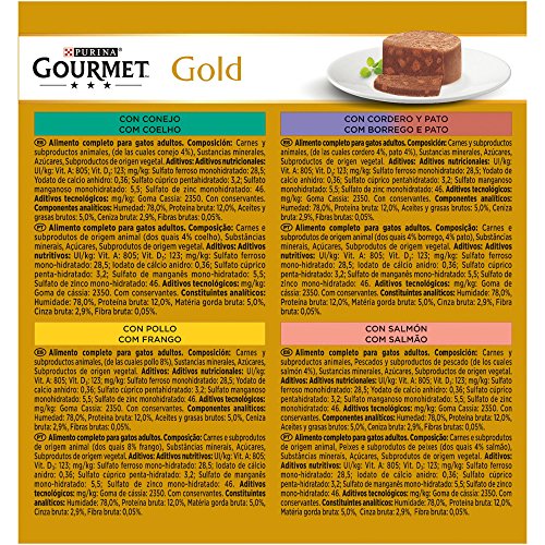 Purina Gourmet Gold Tarrine comida para gatos Surtido 12 x [8 x 85 g]