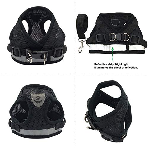 QiCheng&LYS Chaleco de Viaje Regular de Malla Transpirable con Cinturón de Seguridad para Perros y Gatos Chaleco de Seguridad para Mascotas (Negro, L)