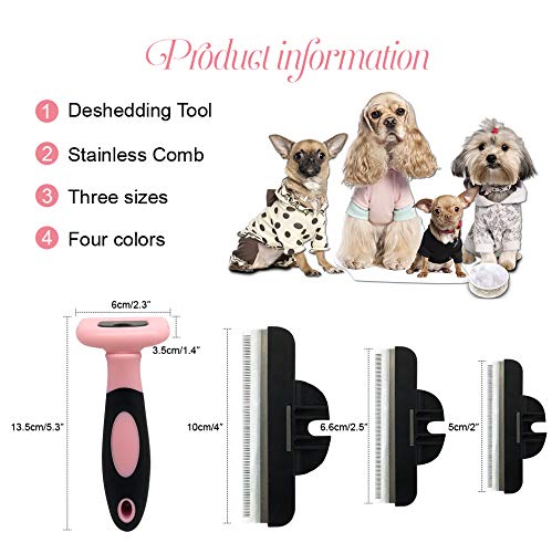 QiCheng&LYS Pincel de Belleza para Perros y Gatos, Pincel de Belleza para Animales Peine para Perros y Gatos Herramienta Profesional Mane (Rosa, 66mm)