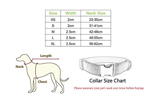 RC GearPro Cuello de Perro Ajustable de Nylon Patrón de Tela Escocesa de Color Caqui Metal de aleación de Zinc Fácil de Usar Collar de Perro con Hebilla, en 5 tamaños Diferentes (XL Neck (56-62cm))
