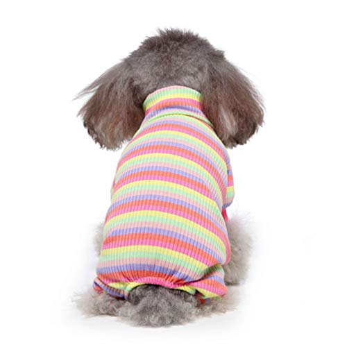 Roofeel Perro de rayas jama mono, ropa para perros medianos y grandes, flexible, transpirable, suave algodón rosa S