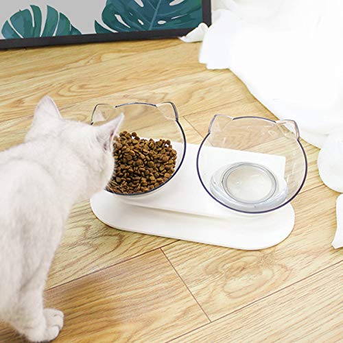 Ruiqas Comedero para Gatos, tazón de Agua para Alimentos para Mascotas - tazón Doble