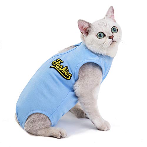 Rysmliuhan Shop Ropa para Gatos Pequeños Traje De Recuperación para Gatos Traje quirúrgico para Perro después de castrar Ropa de Gato Solo para Gatos Blue,l