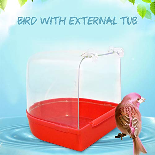 Sahgsa Baño para pájaros Accesorios para jaulas de pájaros para Mascotas 1 Pieza baño Transparente para pájaros para pinzones, Canario, Loro, Color Aleatorio