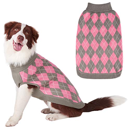 SCIROKKO suéter de Punto clásico para Perro, suéter de Punto de Diamante a Cuadros, Abrigo de Invierno cálido para Perros pequeños y Grandes