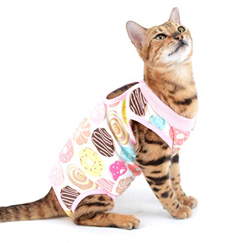 SELMAI Traje de Recuperación Quirúrgica para Gato y Perros de Mascota Camiseta de Médico para Cirugía Conos E Alternativos para Enfermedades De La Piel Heridas Anti Lamiendo, Rosado M