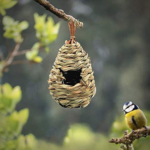 shangji Casa de pájaros Paja Tejida a Mano Nido de Pájaros Jardín Decoración Colgante para Loro Canario Otras Aves