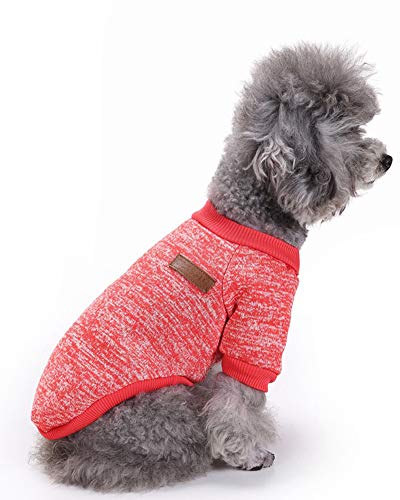 Shaoyao Ropa para Mascotas Abrigo De Invierno Color Sólido Cálido para Perros Chaqueta Pequeños Rojo 2XL