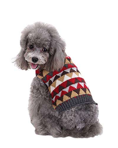 Shaoyao Traje De Perro Abrigo De Invierno Tartán Abrigo Conjunto De Ropa para Mascotas Vacaciones De Navidad Rojo L