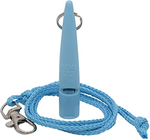 Silbato para perros Acme N.º 211,5 + cordón de silbato gratuito, original de Inglaterra, ideal para el entrenamiento canino, material robusto, frecuencia estándar, alta y de gran alcance (azul pastel)