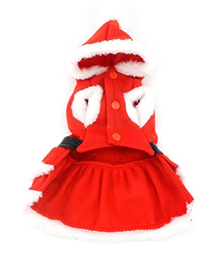smalllee _ Lucky _ store traje de perro de navidad disfraz con capucha de piel sintética Cinturón Decorado invierno mono rojo L