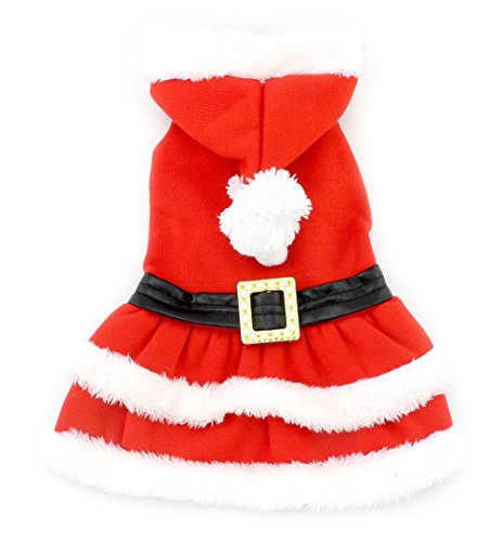smalllee _ Lucky _ store traje de perro de navidad disfraz con capucha de piel sintética Cinturón Decorado invierno mono rojo L