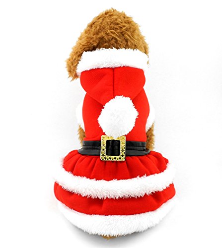 smalllee _ Lucky _ store traje de perro de navidad disfraz con capucha de piel sintética Cinturón Decorado invierno mono rojo S