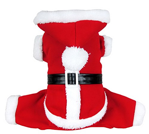Smalllee_lucky_store - Disfraz de Papá Noel con Capucha de Terciopelo para Mascotas