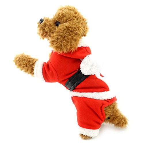 Smalllee_lucky_store - Disfraz de Papá Noel con Capucha de Terciopelo para Mascotas