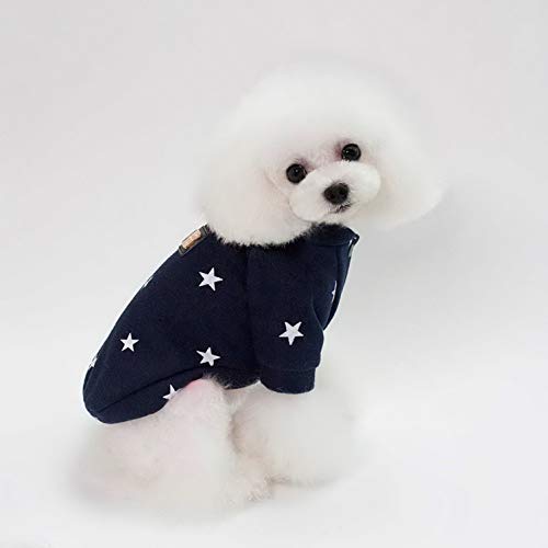 Smalllee_lucky_store - Sudadera de forro polar con estampado de estrellas, para perros pequeños, gatos, niño, niña, cuello redondo, abrigo de invierno y ropa para cachorros