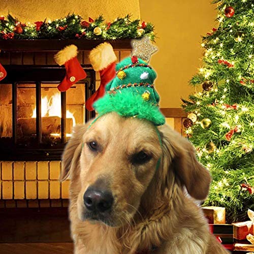 Sombrero De Navidad Para Perro, Diadema De Árbol Hecha A Mano Para Mascotas Gorro De Día De Fiesta Gorro Ajustable Adornos Decorativos Y Aseo Cómodo De Llevar Para Perros Cachorros Gatitos Conejos