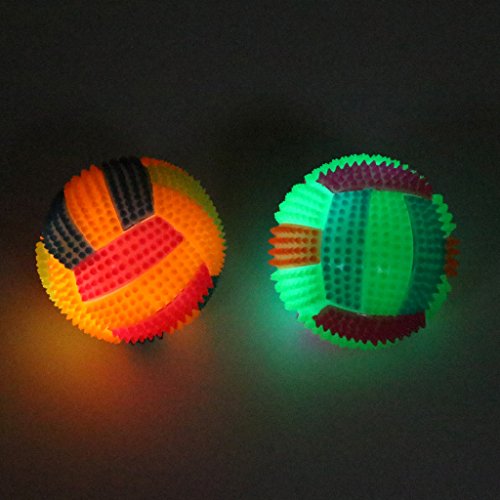 Sqiuxia - Juguete para Masticar con Forma de balón de fútbol con luz LED y Sonido para Mascotas, plástico, Colorido, con botón Integrado