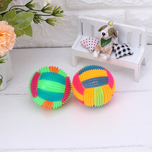 Sqiuxia - Juguete para Masticar con Forma de balón de fútbol con luz LED y Sonido para Mascotas, plástico, Colorido, con botón Integrado
