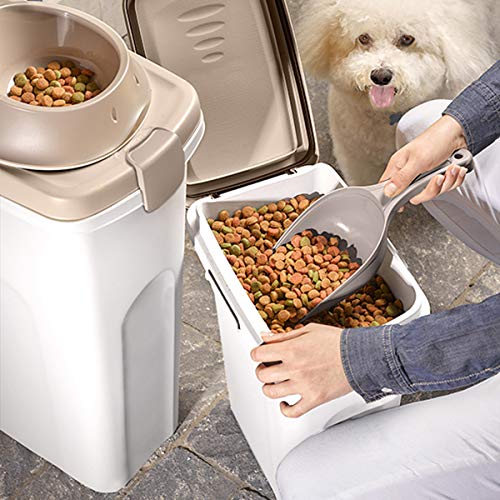 Stefanplast Petfood - Recipiente para Perro (tamaño Mediano, 25 L), Color marrón y Blanco