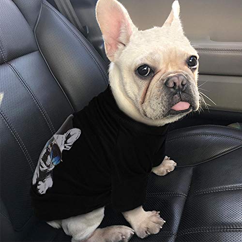 SYQY Camiseta de algodón para Perros Camisa de Verano para Perros Impreso Ropa para Perros Cachorro Ropa para Mascotas para Perros Pequeño Pug Negro Blanco Ropa Perro-Black_XXL